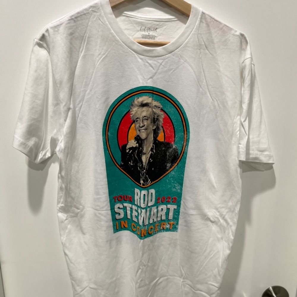 NWOT White Rod Stewart Concert T-Shirt